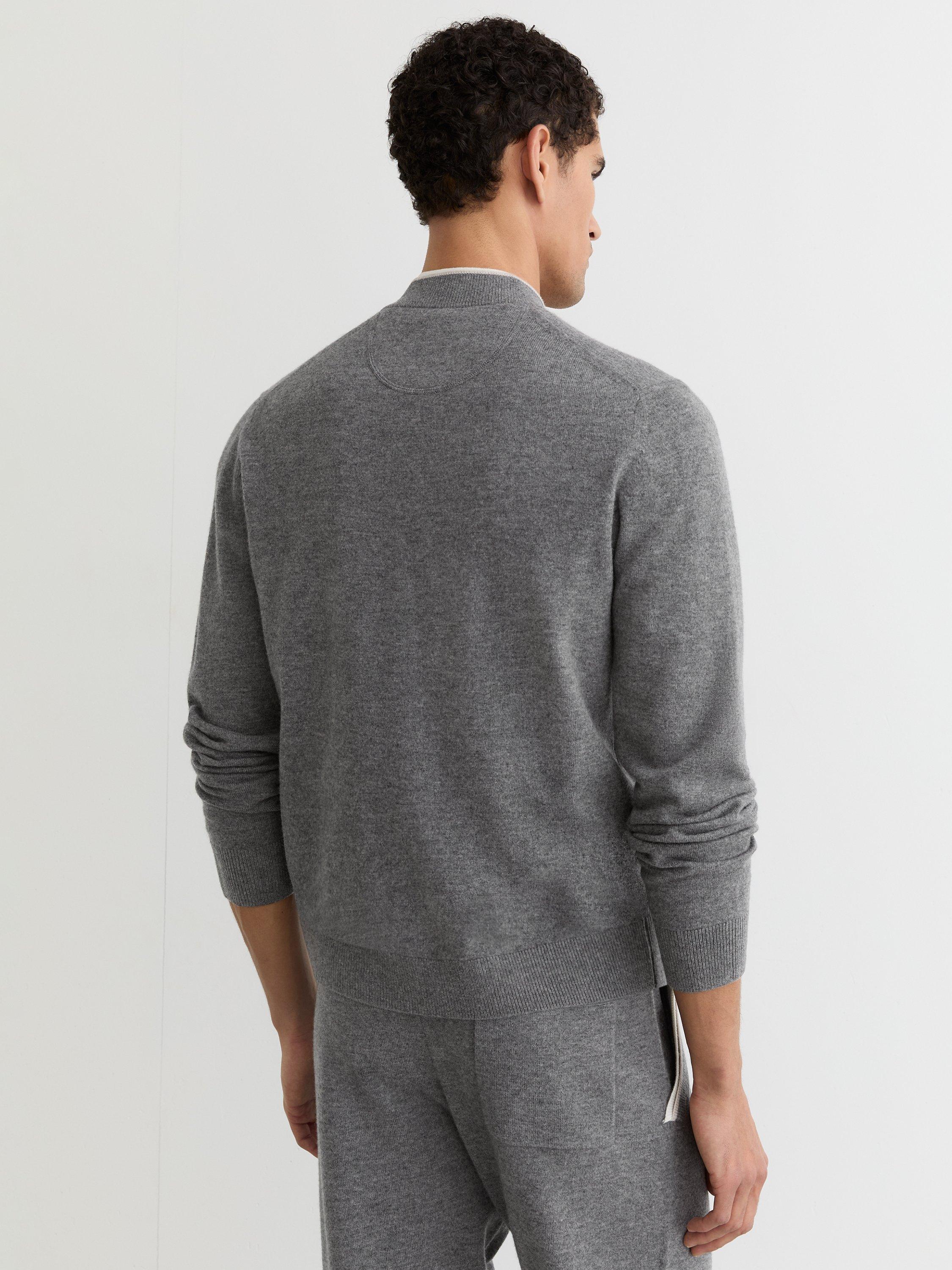 Product image 2 of 5, which shows Reiss Hillside Merino Wool Tipped Drawstring Joggers, Mid Grey, XS