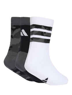 adidas Kids' Camo Ankle Socks, Pack of 3, Grey Six/Black/White - view 2, Grey Six/Black/White