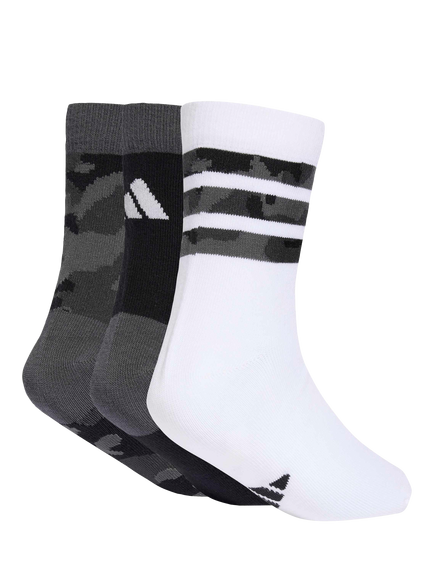 adidas Kids' Camo Ankle Socks, Pack of 3, Grey Six/Black/White - view 2, Grey Six/Black/White