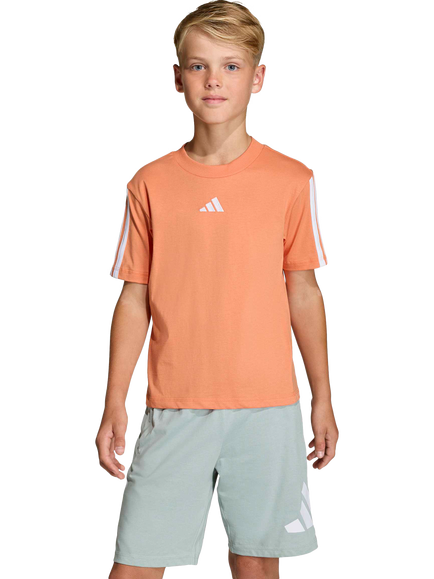 adidas Kids' Cotton Short Sleeved T-Shirt, Dusty Orange/White, Dusty Orange/White