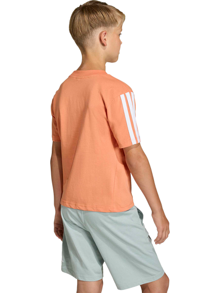 adidas Kids' Cotton Short Sleeved T-Shirt, Dusty Orange/White - view 2, Dusty Orange/White