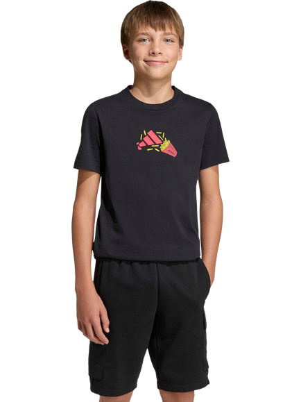adidas Kids' Cotton Food Print Short Sleeved T-Shirt, Black, Black
