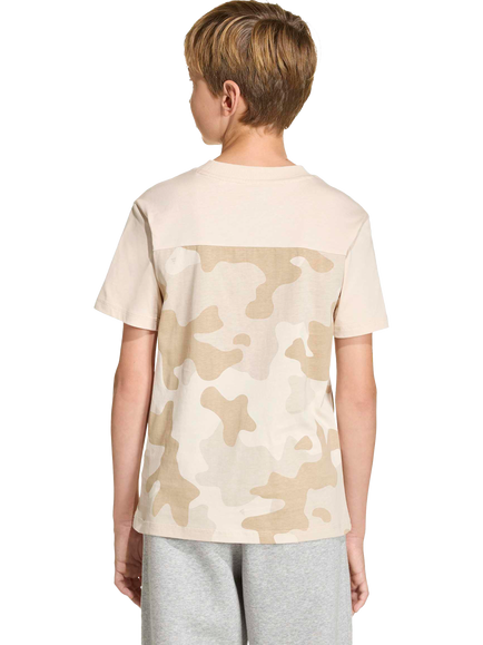 adidas Kids' Cotton Camouflage Short Sleeved T-Shirt, Crystal Linen/Hemp - view 2, Crystal Linen/Hemp
