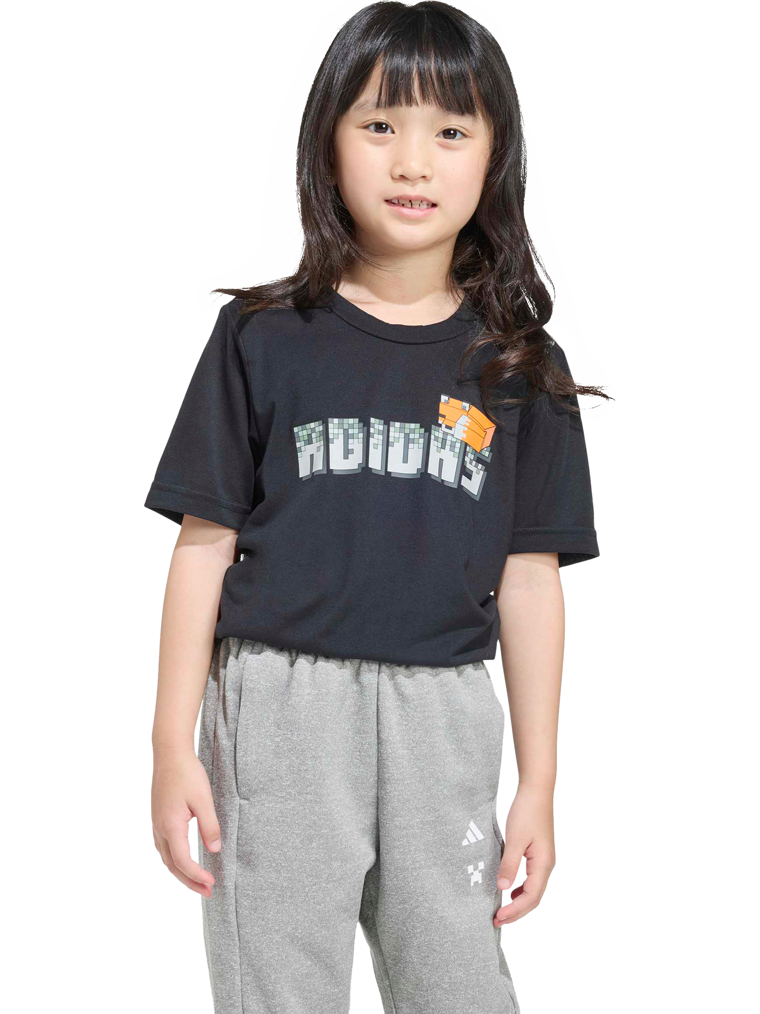 Product image 1 of 5, which shows adidas Kids' Minecraft Training T-Shirt, Black, 5-6 years