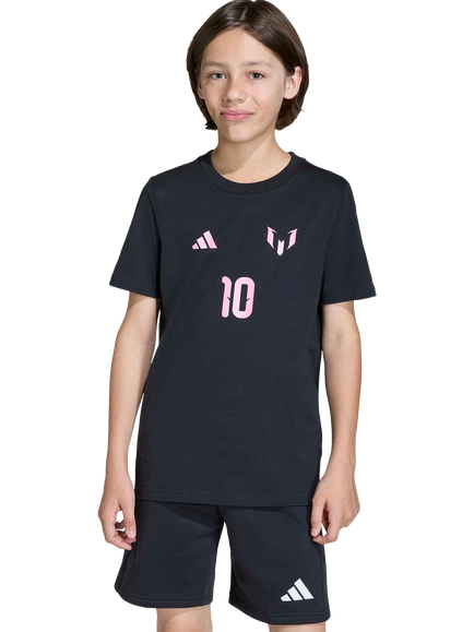 adidas Kids' Messi Name & Number Graphic T-Shirt, Black, Black