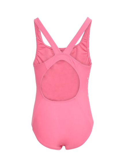 adidas Kids' Glam Metallic V-Back Swimsuit, Pink Fusion - view 2, Pink Fusion