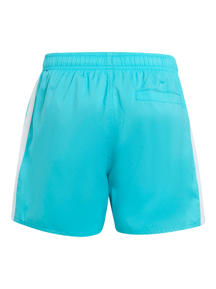 adidas Kids' 3-Stripe Swim Shorts, Lucid Cyan/White - view 2, Lucid Cyan/White