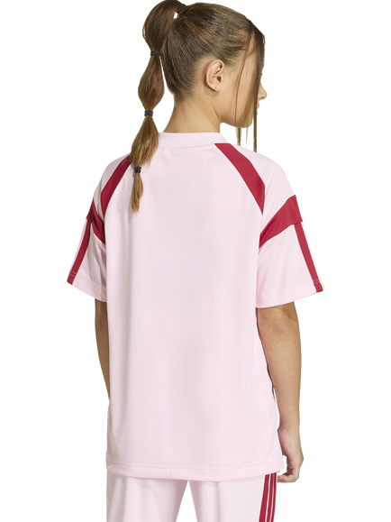 adidas Kids' House of Tiro Short Sleeved T-Shirt, Clear Pink/Active Maroon - view 2, Clear Pink/Active Maroon