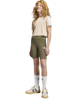 adidas Kids' Train Essentials 3-Stripes T-Shirt and Shorts Set, Crystal Linen/White, Crystal Linen/White