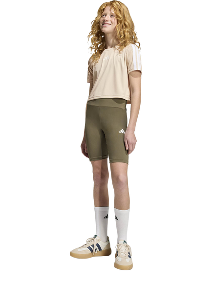 adidas Kids' Train Essentials 3-Stripes T-Shirt and Shorts Set, Crystal Linen/White, Crystal Linen/White