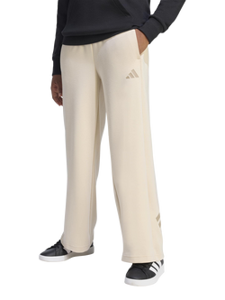 adidas Kids' Future Icons 3-Stripes Wide Leg Trousers, Crystal Linen/ Trace Khaki, Crystal Linen/ Trace Khaki