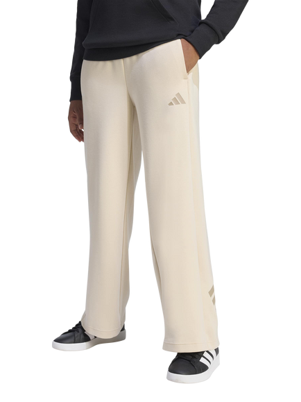 adidas Kids' Future Icons 3-Stripes Wide Leg Trousers, Crystal Linen/ Trace Khaki, Crystal Linen/ Trace Khaki