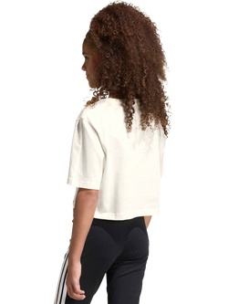 adidas Kids' Cotton Stadium Graphic Cropped T-Shirt, Owhite - view 2, Owhite