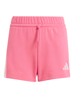 adidas Kids' Cotton Blend Drawstring Shorts, Pink Fusion/White - view 2, Pink Fusion/White