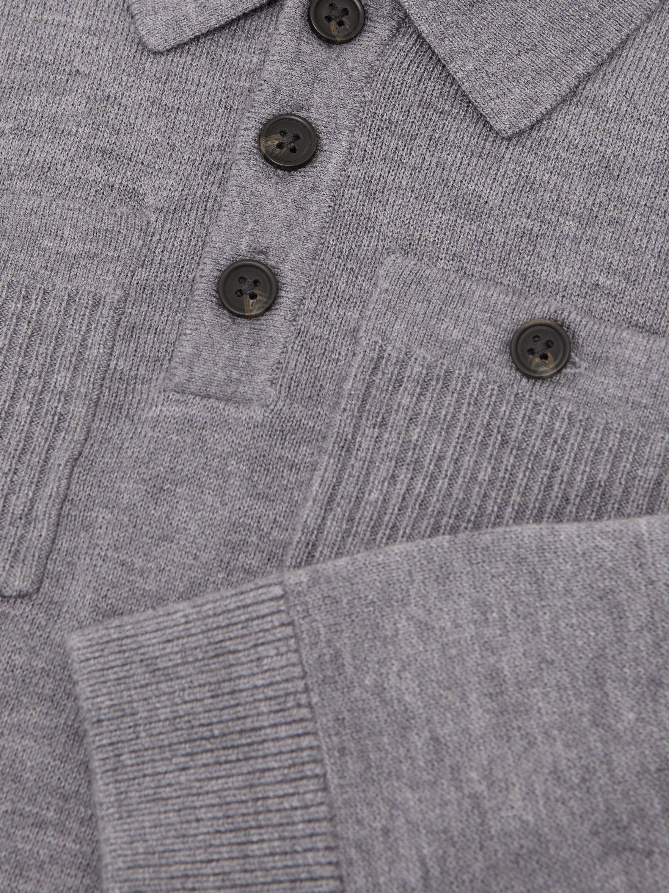 Product image 4 of 4, which shows Reiss Kids' Rectory Button Collar Jumper, Grey Melange, 3-4 years