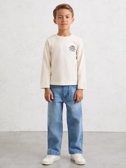 Reiss Kids' Stefan Cotton Long Sleeve T-Shirt, Off White, Off White