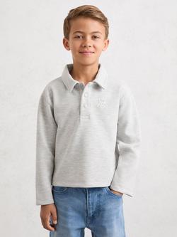 Reiss Kids' Willard Long Sleeve Polo Shirt, Soft Grey Melange