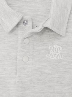 Reiss Kids' Willard Long Sleeve Polo Shirt - view 2, Soft Grey Melange