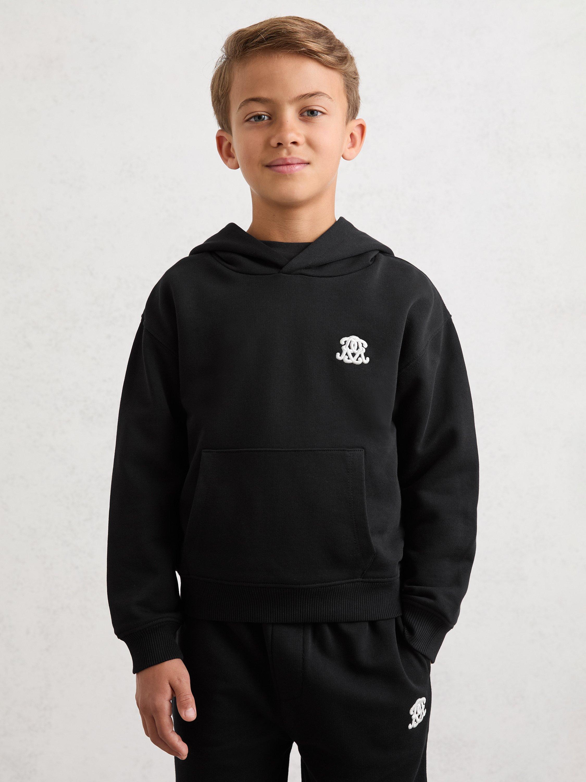Product image 3 of 4, which shows Reiss Kids' Murlin Cotton Drawstring Joggers, Black, 3-4 years