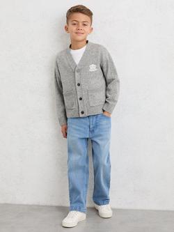 Reiss Kids' Norris Wool Blend Cardigan, Soft Grey Melange, Soft Grey Melange