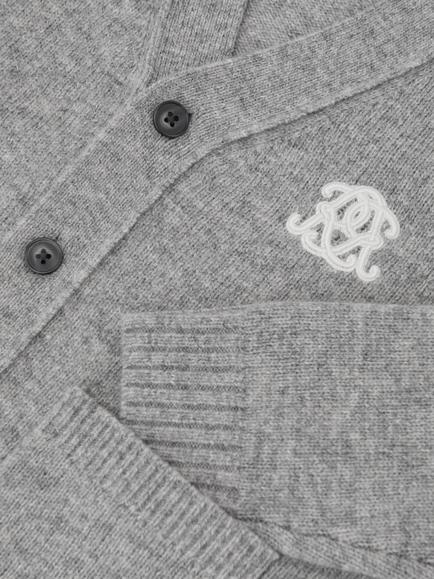 Reiss Kids' Norris Wool Blend Cardigan, Soft Grey Melange - view 2, Soft Grey Melange