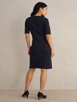 Hobbs Petra Textured Shift Dress containing LENZING™ ECOVERO™ Viscose, Navy - view 2, Navy