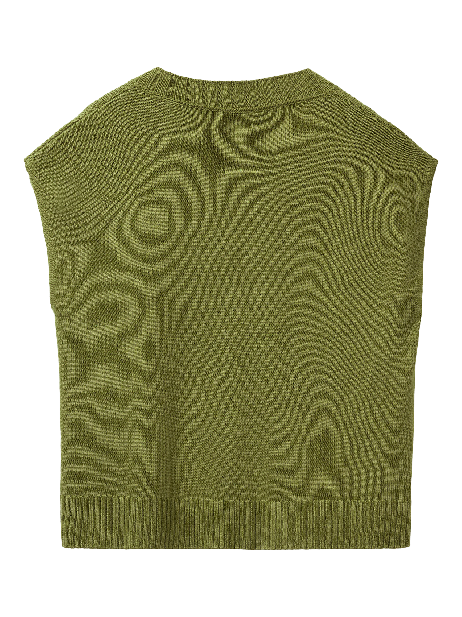 Product image 2 of 3, which shows Benetton Wool Blend Knitted  V-Neck Vest, Green, XS