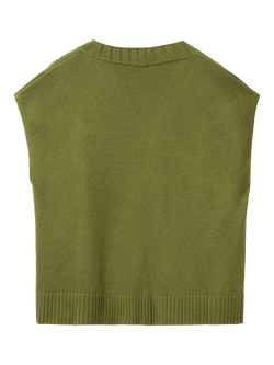 Benetton Wool Blend Knitted  V-Neck Vest - view 2, Green