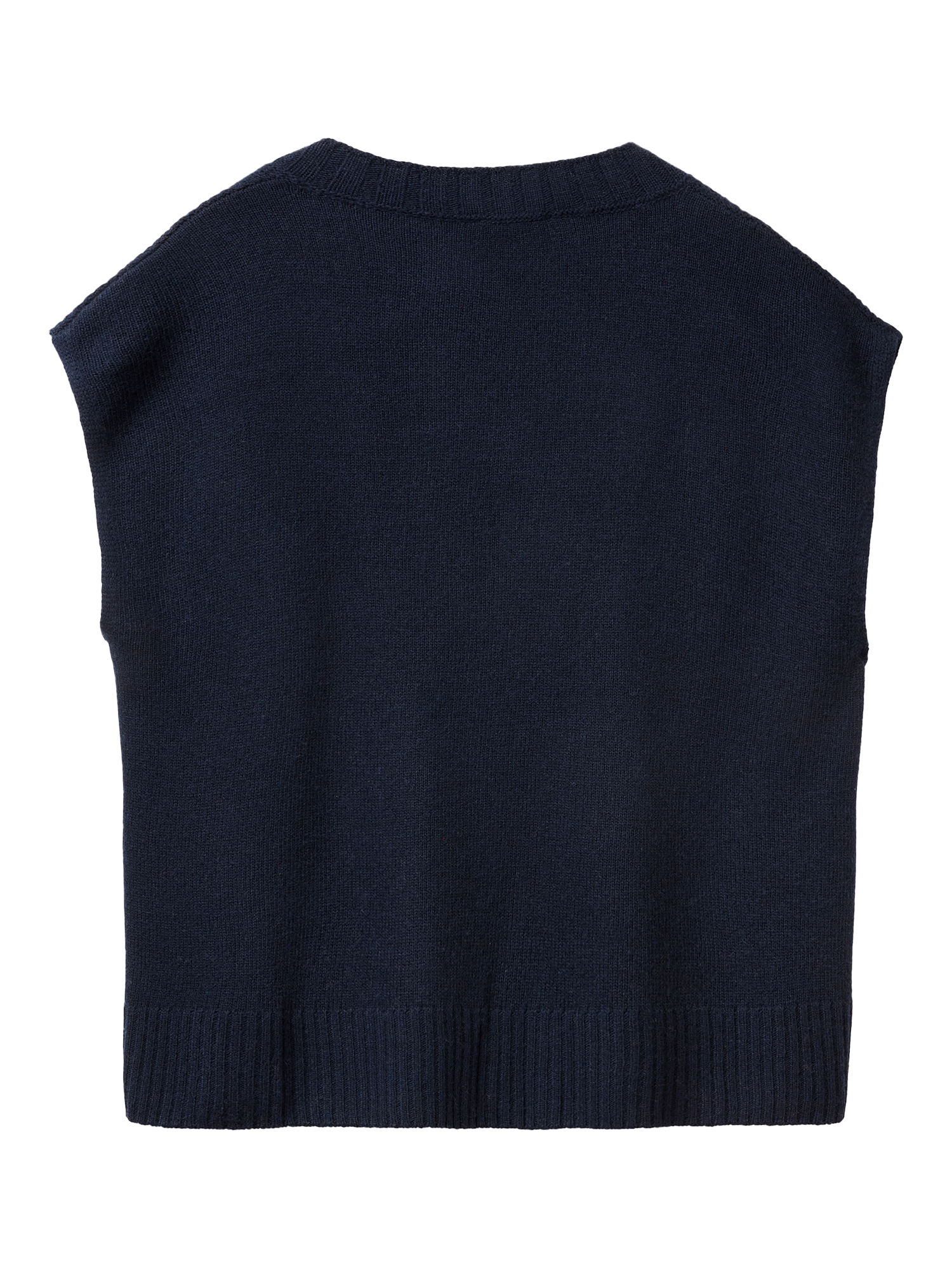 Product image 5 of 6, which shows Benetton Wool Blend Knitted  V-Neck Vest, Blue, XS