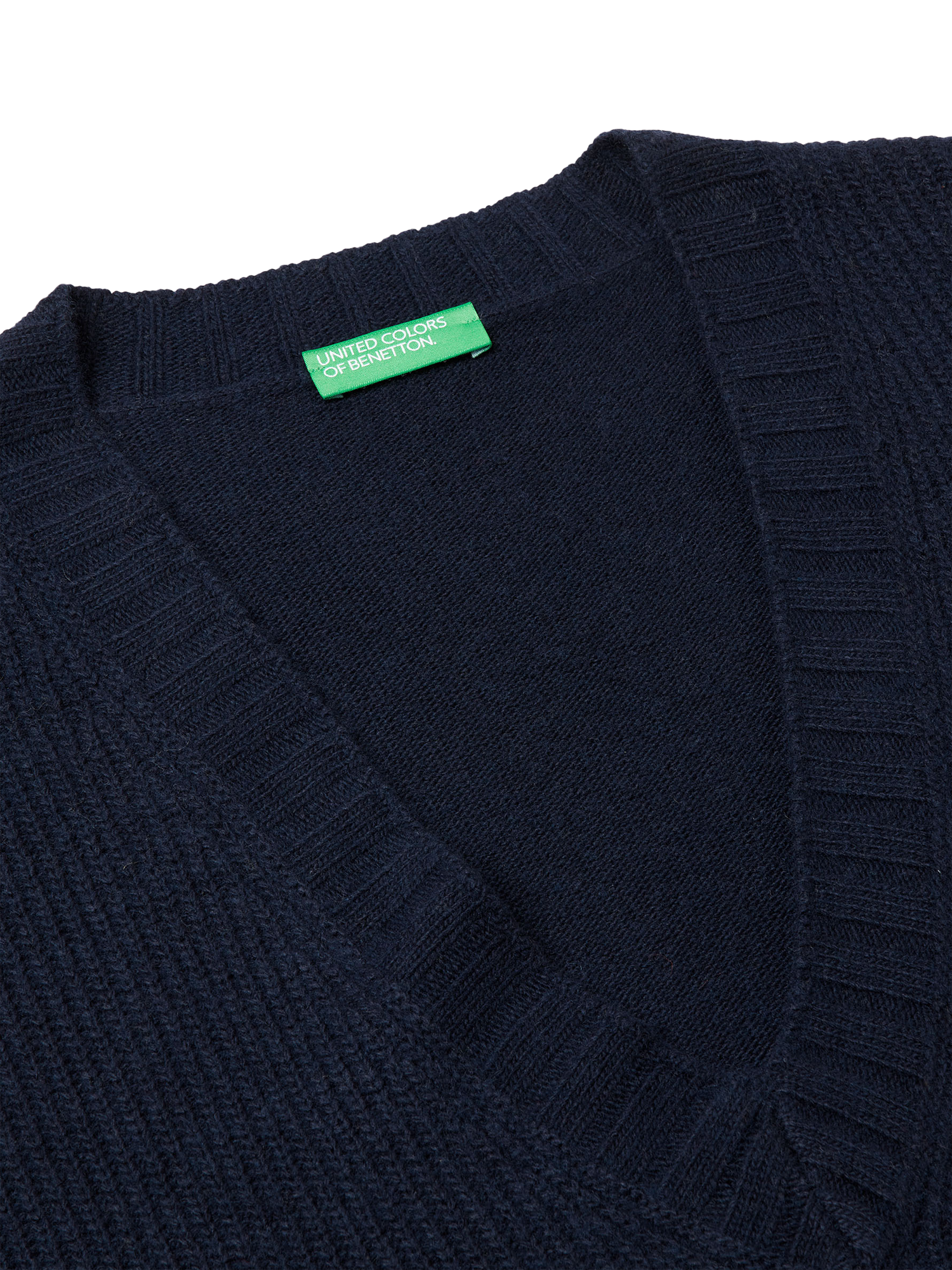 Product image 6 of 6, which shows Benetton Wool Blend Knitted  V-Neck Vest, Blue, XS