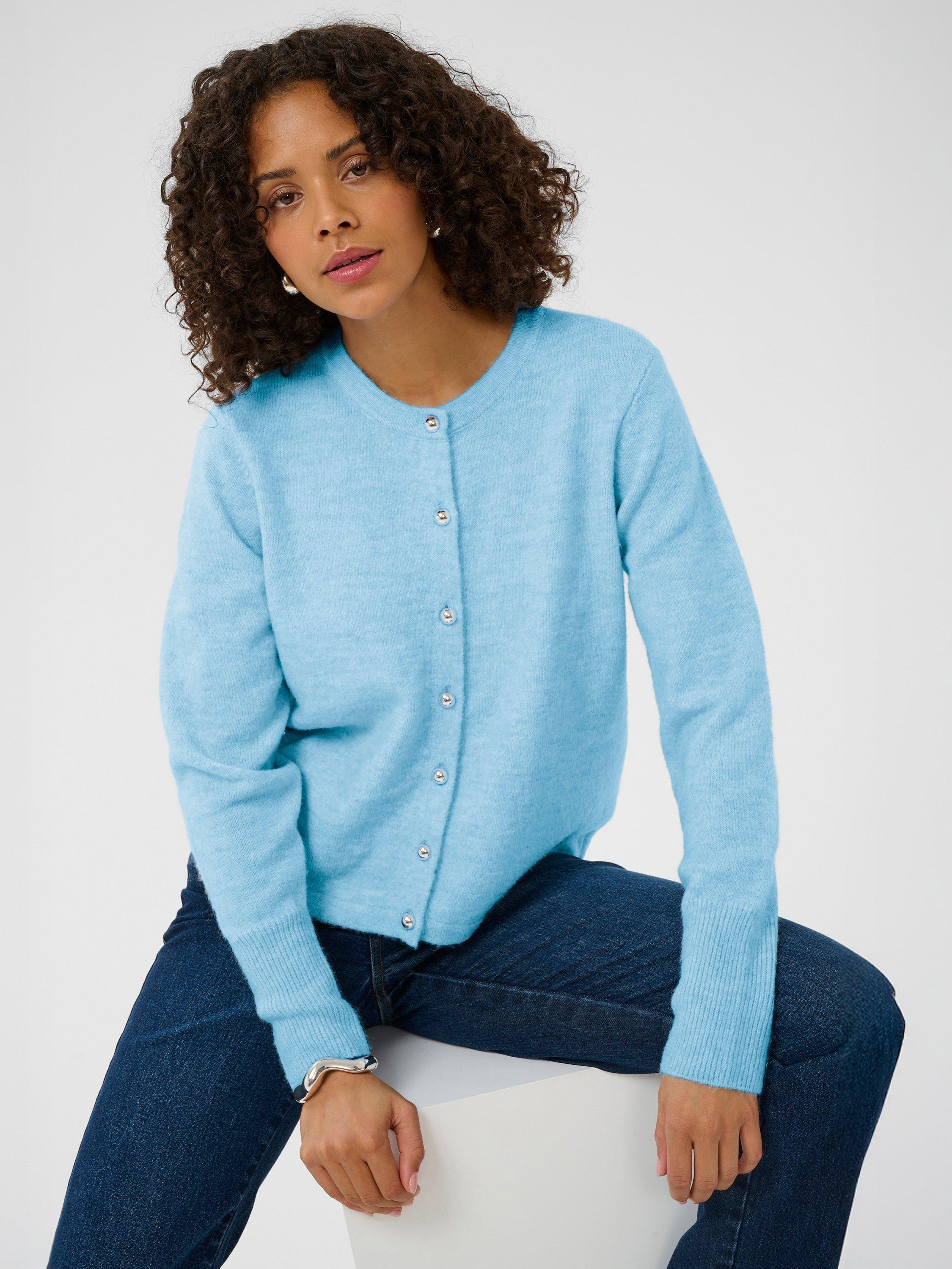 Product image 4 of 6, which shows KAFFE Niel Crew Neck Cardigan, Blue, XS