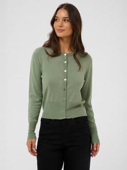 KAFFE Lizza Crew Neck Cardigan, Green, Green