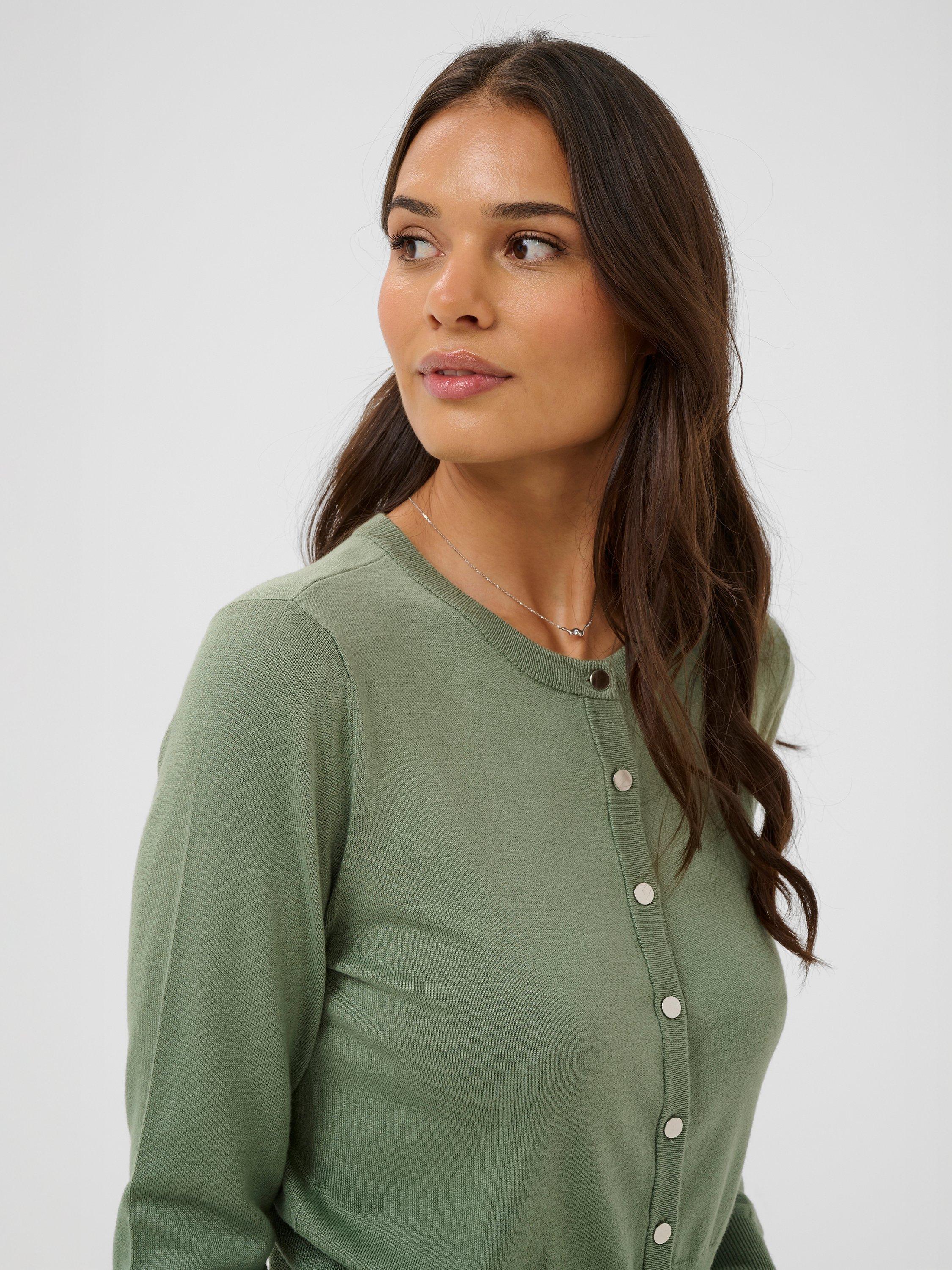 Product image 4 of 6, which shows KAFFE Lizza Crew Neck Cardigan, Green, XS
