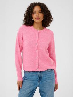 KAFFE Niel Crew Neck Cardigan, Pink, Pink