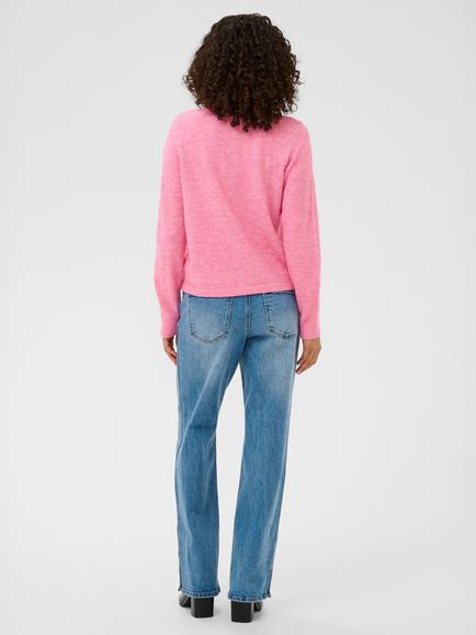 KAFFE Niel Crew Neck Cardigan, Pink - view 2, Pink