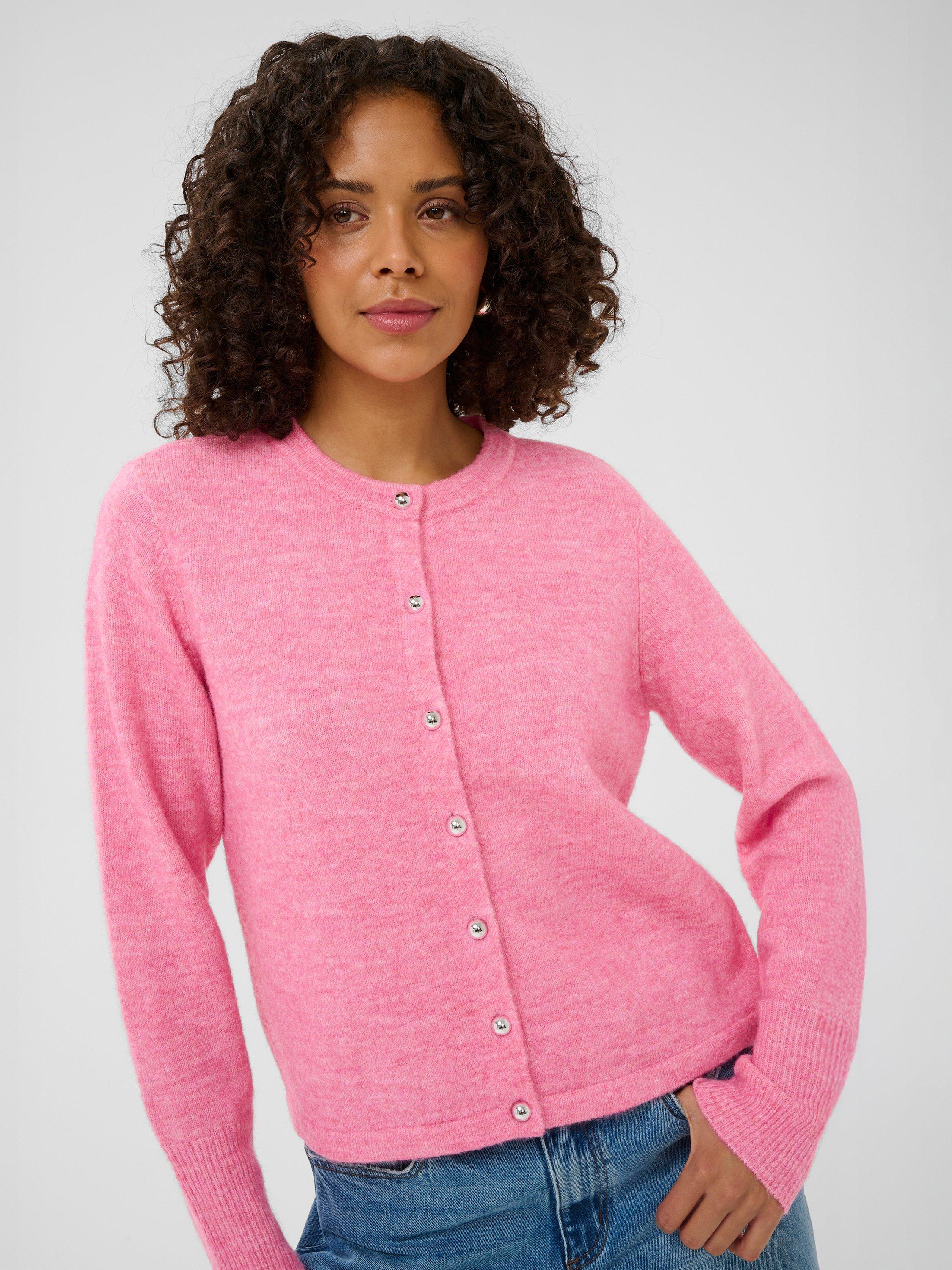 Product image 4 of 6, which shows KAFFE Niel Crew Neck Cardigan, Pink, XS