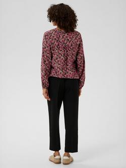 KAFFE Bella Floral Long Sleeve Top containing LENZING™ ECOVERO™ Viscose, Pink/Black - view 2, Pink/Black