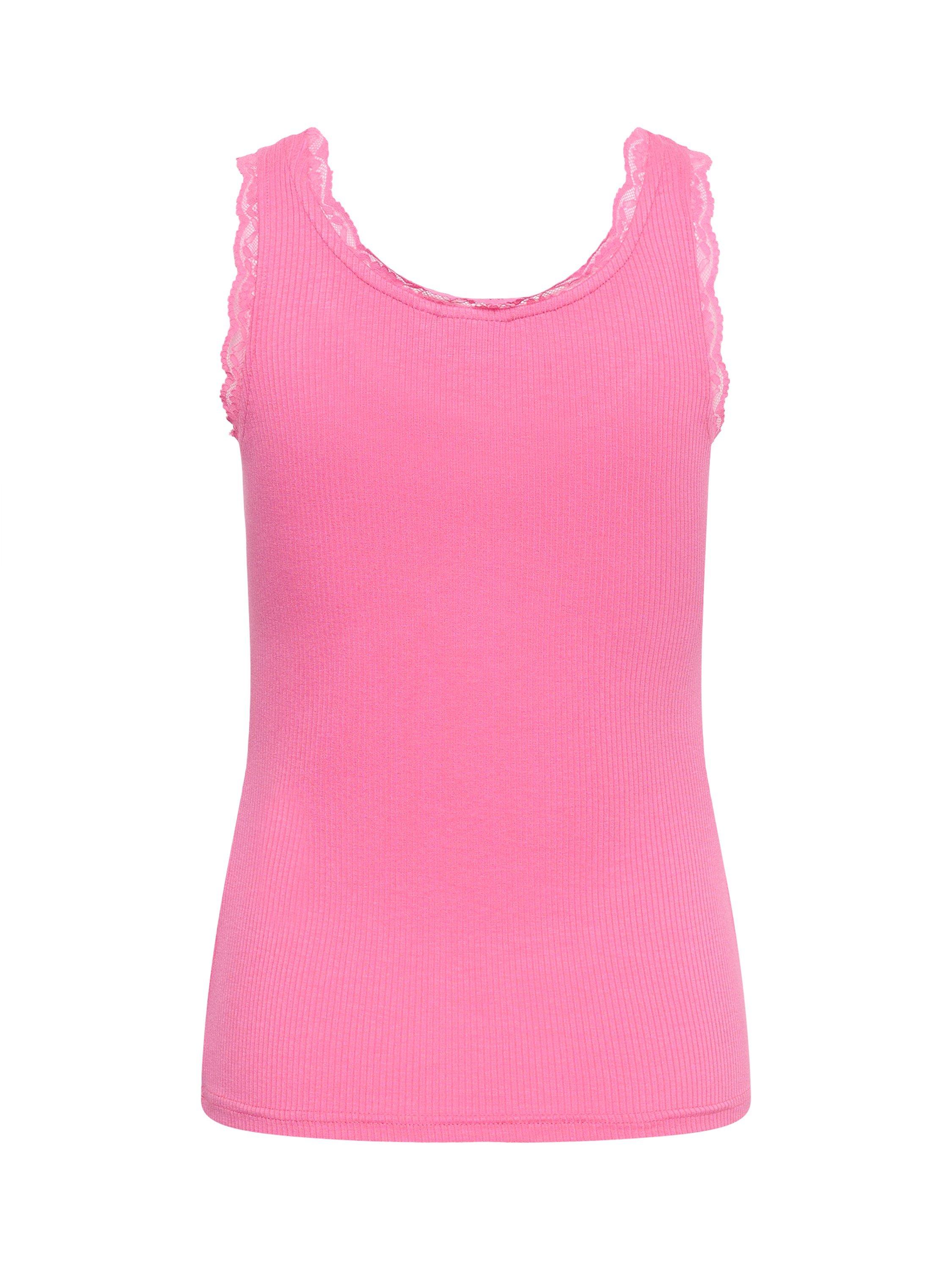 Product image 6 of 6, which shows KAFFE Omi Lace Trim Vest Top, Pink, XS