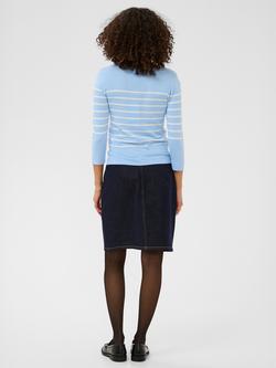 KAFFE Lizza Boat Neck Stripe Jumper, Blue/Chalk - view 2, Blue/Chalk