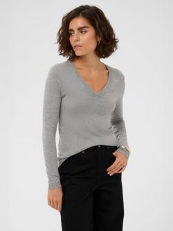KAFFE Malou V-Neck Jumper, Grey, Grey