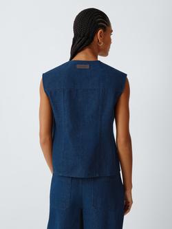 Barbour Lily Denim Top, Dark Blue - view 2, Dark Blue