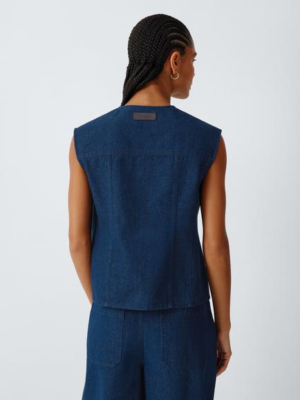 Barbour Lily Denim Top, Dark Blue - view 2, Dark Blue