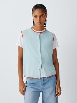 Barbour Maia Colour Block Knit Vest Top, Light Blue