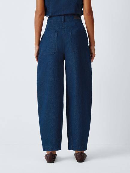 Barbour Lily Barrel Leg Jeans, Dark Blue - view 2, Dark Blue