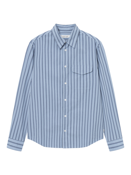 Wood Wood Nico Cotton Relaxed Fit Shirt, Rainwashed Stripe, Rainwashed Stripe