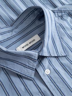Wood Wood Nico Cotton Relaxed Fit Shirt, Rainwashed Stripe - view 2, Rainwashed Stripe