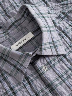 Wood Wood Nico Crinkle Effect Check Shirt, Silver Birch Stripe - view 2, Silver Birch Stripe