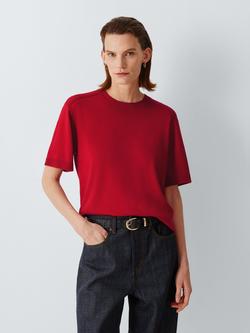 John Lewis J. Lewis Merino Wool Blend Knit T-Shirt, Red, Red