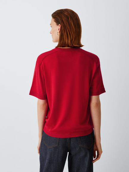 John Lewis J. Lewis Merino Wool Blend Knit T-Shirt, Red - view 2, Red