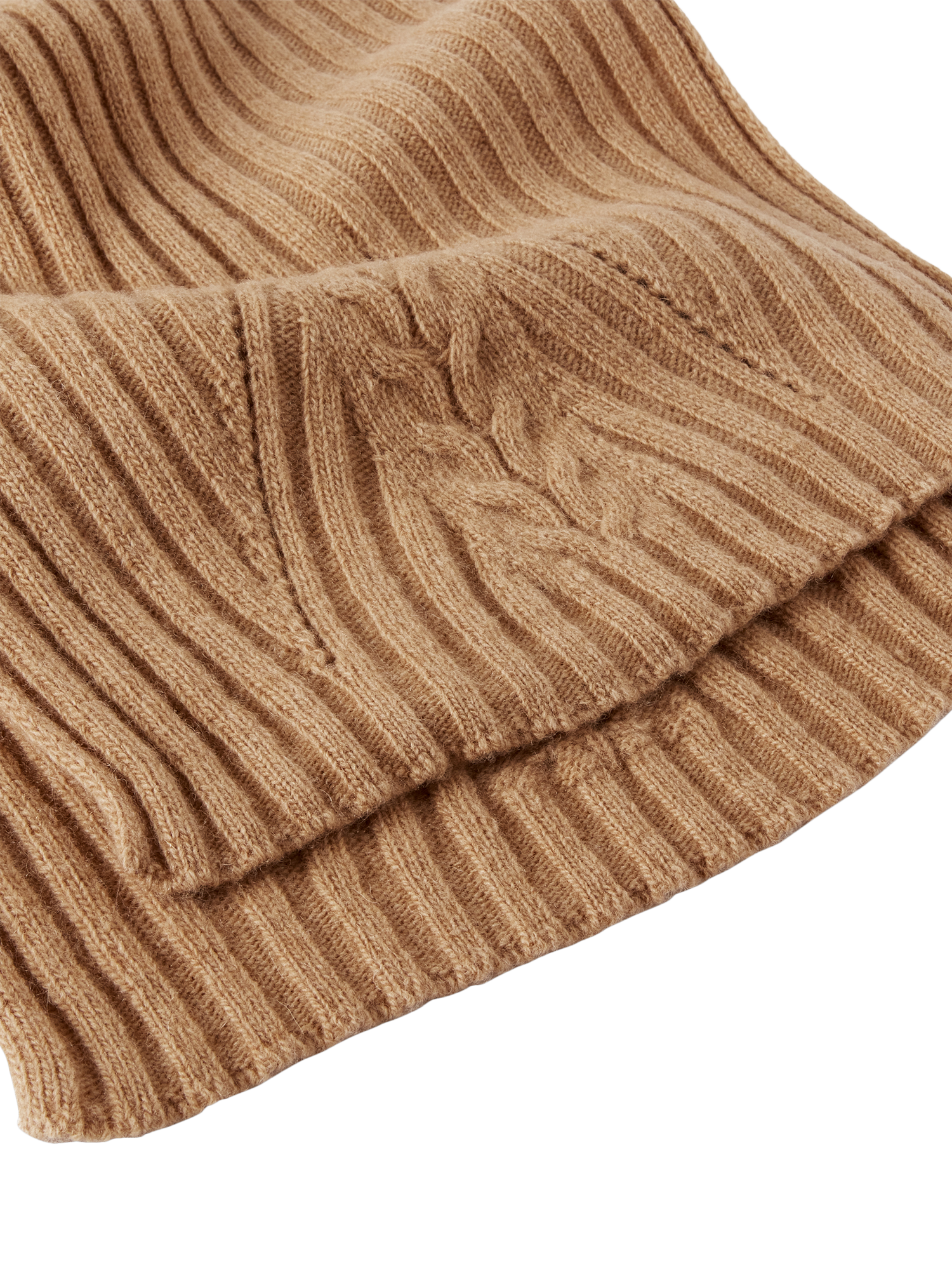 Product image 2 of 2, which shows Benetton Flat Ribbed Wool Rich Scarf, Beige, One Size